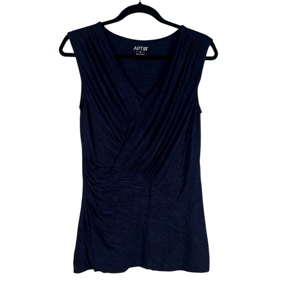 Apt 9 Blue & Black V-Neck Faux Wrap Sleeveless Casual Business Top Size Medium - Picture 1 of 6